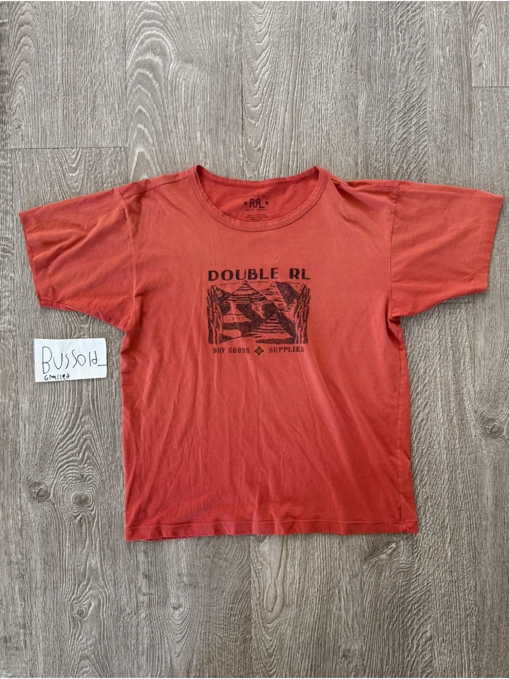 Ralph Lauren Double RL Rust Red Short Sleeve Tee with Black Graphic